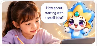 PiBA offering a small suggestion to help the learner continue.
